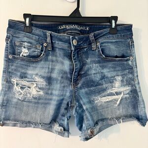 American Eagle Outfitters Light Blue Distressed “MIDI” Jean Shorts